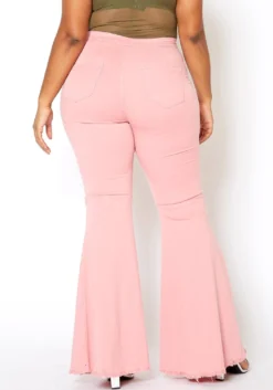 Vibrant Plus Size Knee Distressed Retro Bell Bottom Jean -Asoph Fashion Shop 2013666 119 3