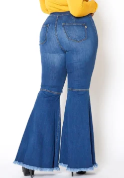 Vibrant Plus Size Knee Distressed Retro Bell Bottom Jean -Asoph Fashion Shop 2013666 938 2