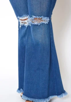Vibrant Plus Size Knee Distressed Retro Bell Bottom Jean -Asoph Fashion Shop 2013666 938 3