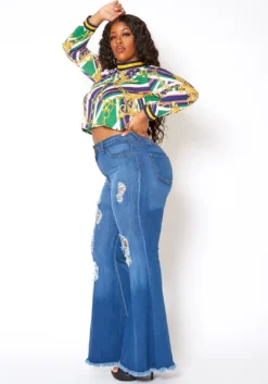 Vibrant Plus Size Bell Bottom Distressed Denim Jeans -Asoph Fashion Shop 2013667 938 1
