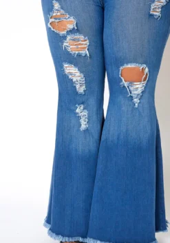 Vibrant Plus Size Bell Bottom Distressed Denim Jeans -Asoph Fashion Shop 2013667 938 3