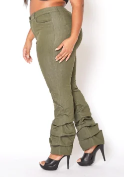 Vibrant Plus Size Womens Olive Ankle Scrunched Jean -Asoph Fashion Shop 2013670 125 2