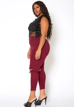 Vibrant Mid Rise Knee Distressed Plus Size Skinny Jean -Asoph Fashion Shop 2013673 111 1
