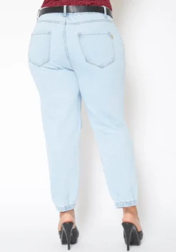 Vibrant Plus Size Light Wash Destroyed Boyfriend Jeans -Asoph Fashion Shop 2013677 938 4