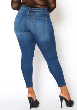 Vibrant Plus Size Classic Dark Wash Skinny Denim Jeans -Asoph Fashion Shop 2013678 938 3