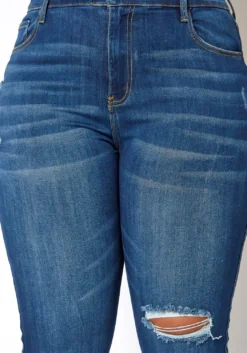 Vibrant Plus Size Classic Dark Wash Skinny Denim Jeans -Asoph Fashion Shop 2013678 938 4