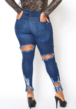 Vibrant Plus Size Front & Back Distress Hem Jean -Asoph Fashion Shop 2013679 938 2