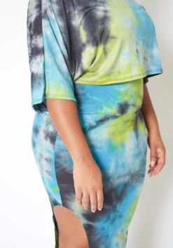 Asoph Plus Size Ocean Tie Dye Crop Top & Tank Midi Dress Set -Asoph Fashion Shop 2013731 003 3