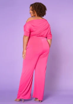 Asoph Plus Size Cold Shoulder Straight Leg Jumpsuit -Asoph Fashion Shop 2013795 006 4
