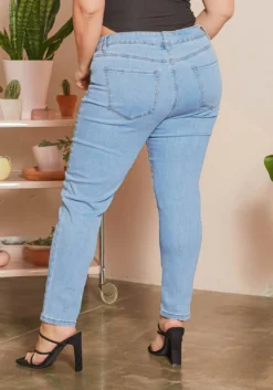 Asoph Plus Size Blue Light Denim Mid Rise Jeans -Asoph Fashion Shop 2014102 290 2