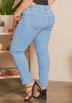 Asoph Plus Size Blue Light Denim Mid Rise Jeans -Asoph Fashion Shop 2014102 290 3