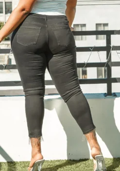 Asoph Plus Size Low Rise Beaded Ankle Skinny Jeans -Asoph Fashion Shop 2014114 001 4