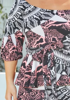 Asoph Plus Size Neon Ancient Art Patterned Bodycon Mini Dress -Asoph Fashion Shop 2014192 148 4