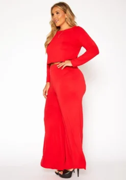 Asoph Plus Size Casual Cropped Sweater & Flare Legging Set -Asoph Fashion Shop 2014391 110 2