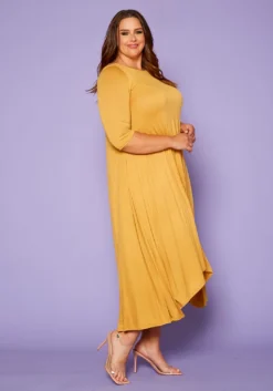 Asoph Plus Size Asymmetric Cut Fit & Flare Midi Dress -Asoph Fashion Shop 2014393 003 3