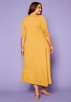 Asoph Plus Size Asymmetric Cut Fit & Flare Midi Dress -Asoph Fashion Shop 2014393 003 4