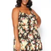 Asoph Plus Size Floral Print Crosslace Back Mini Dress
