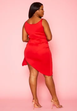 Plus Size Asymmetric Ruffle Drape Cami Dress -Asoph Fashion Shop 2014485 002 5