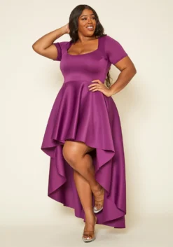 Asoph Plus Size Flattering Orange High Low Maxi Dress