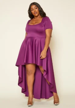 Asoph Plus Size Flattering Orange High Low Maxi Dress -Asoph Fashion Shop 2014486 001 2