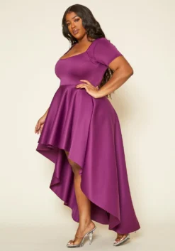 Asoph Plus Size Flattering Orange High Low Maxi Dress -Asoph Fashion Shop 2014486 001 4