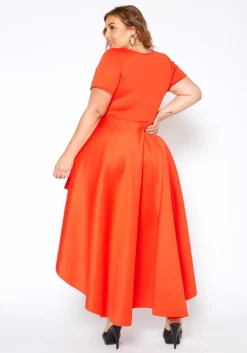 Asoph Plus Size Flattering Orange High Low Maxi Dress 8 Asoph Plus Size Flattering Orange High Low Maxi Dress -Asoph Fashion Shop 2014486 109 3