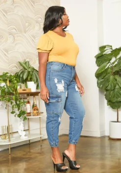 Asoph Plus Size Distressed Denim Cargo Mom Jeans -Asoph Fashion Shop 2014689 003 2