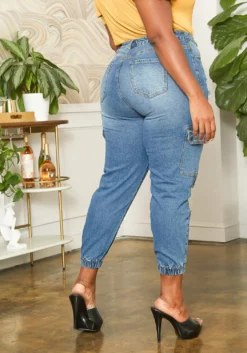 Asoph Plus Size Distressed Denim Cargo Mom Jeans -Asoph Fashion Shop 2014689 003 3