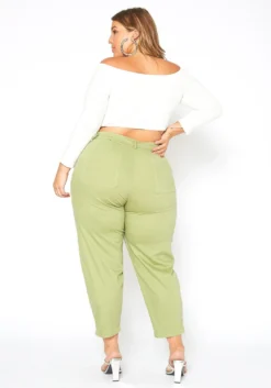 Asoph Plus Size Sage Green Utility Cargo Design Pants -Asoph Fashion Shop 2014690 151 4
