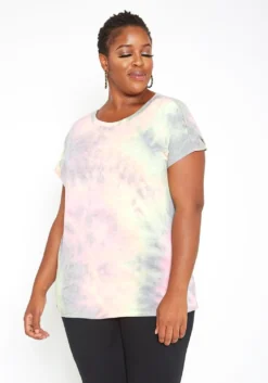 Asoph Plus Size Tie Dye Open Back Tee Shirt -Asoph Fashion Shop 2014777 152 0