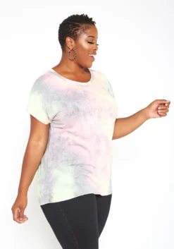 Asoph Plus Size Tie Dye Open Back Tee Shirt -Asoph Fashion Shop 2014777 152 1