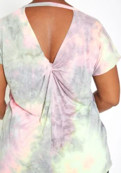 Asoph Plus Size Tie Dye Open Back Tee Shirt -Asoph Fashion Shop 2014777 152 3