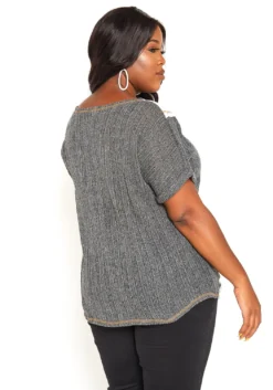 Asoph Plus Size Color Block Light Summer Knit Top -Asoph Fashion Shop 2014979 108 2