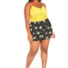Asoph Plus Size Floral Print Casual Shorts