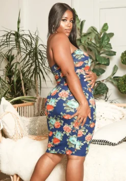 Asoph Plus Size Antique Floral Print Bodycon Tube Dress -Asoph Fashion Shop 2015222 117 4