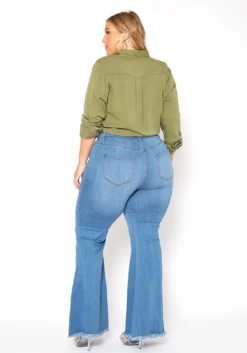 Vibrant Plus Size Classic Wash High Waist Bell Bottom Jeans -Asoph Fashion Shop 2015374 938 3