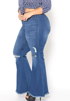 Vibrant Plus Size Medium Denim Raw Hem Distressed Jean -Asoph Fashion Shop 2015375 938 2