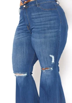 Vibrant Plus Size Medium Denim Raw Hem Distressed Jean -Asoph Fashion Shop 2015375 938 4