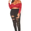 Asoph Plus Size Slit Hem Leggings
