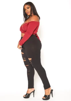 Asoph Plus Size Slit Hem Leggings -Asoph Fashion Shop 2015754 001 2