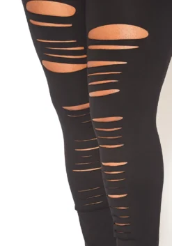 Asoph Plus Size Slit Hem Leggings -Asoph Fashion Shop 2015754 001 4