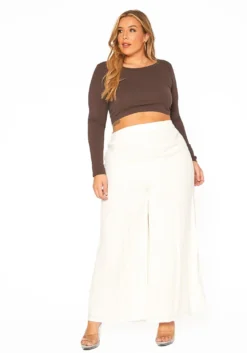 ENCREME Plus Size Shimmer Hinted Wide Leg Pants