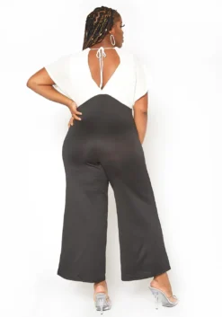 Asoph Plus Size Ribbed Knit Contrast Angel Sleeve Jumpsuit 8 Asoph Plus Size Ribbed Knit Contrast Angel Sleeve Jumpsuit -Asoph Fashion Shop 2016036 135 3