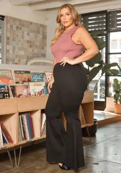 Vibrant Plus Size Classic Bell Bottom Denim Jean -Asoph Fashion Shop 2016039 001 2