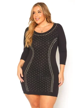 Asoph Plus Size Embellished Bodycon Mini Dress
