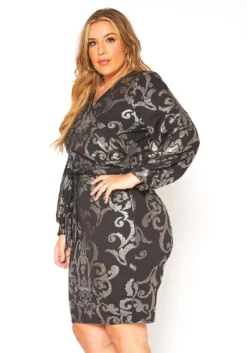 Asoph Plus Size Boracade Print Party Mini Dress -Asoph Fashion Shop 2016140 001 2