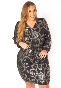 Asoph Plus Size Boracade Print Party Mini Dress