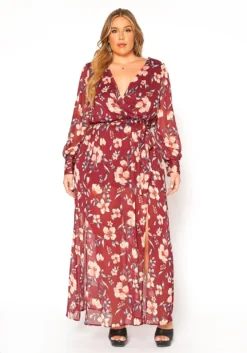 Asoph Plus Size Floral Print Chiffon Maxi Dress -Asoph Fashion Shop 2016233 111 0