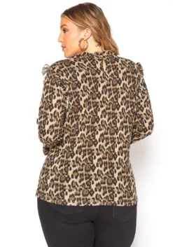 Asoph Plus Size Leopard Print Ruffle Knit Top -Asoph Fashion Shop 2016388 361 3