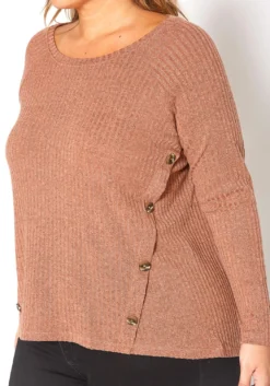 Asoph Plus Size Ribbed Knit Button Front Sweater -Asoph Fashion Shop 2016423 138 4